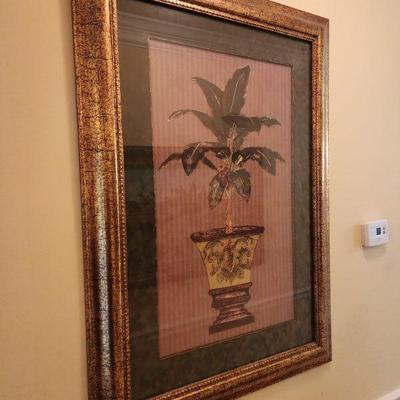 Pair of Framed Art of Potted Palms, 29 1/2â€ w x 41 1/2â€ h