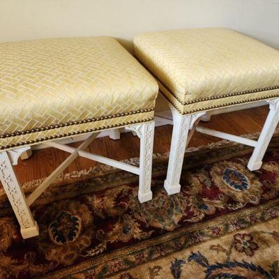 Pair of Yellow Upholstered Ottomans, 19â€ w x 21â€™â€™ h x 19â€ d