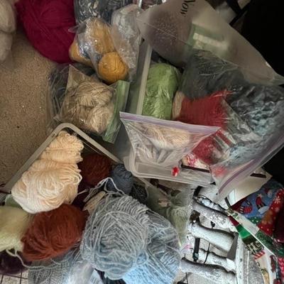 Lots of fabric, yarn and beads