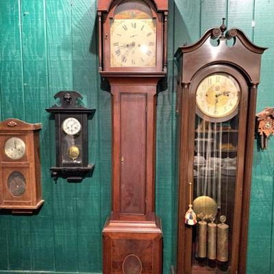 Just some of the many antique clocks in this sale