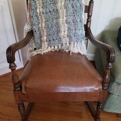 Rocking chair with leather seat