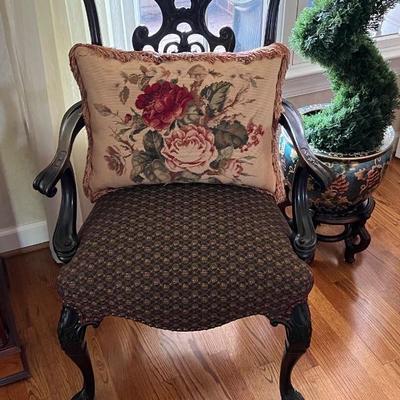 Chippendale style dining or side chair with arms