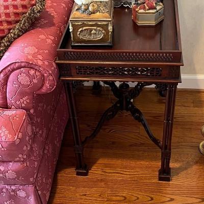 Chippendale style side table with fretwork