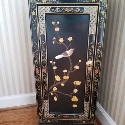 Asian black lacquer cabinet