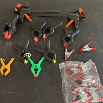 Assorted Squeeze Clamps and (2) Bar Clamps