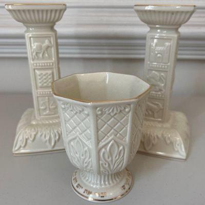 Lenox Sabbath Candlesticks & Lenox Judaica Goblet