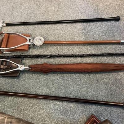 (5) Assorted Canes, Walking Sticks, Umbrella/Seat Cane, Seat Cane