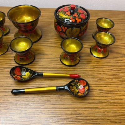 Khokhloma Spoons, Bowls, and Cups