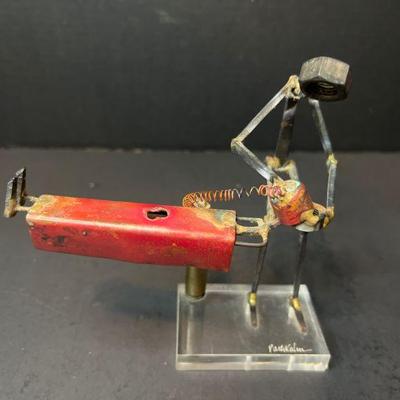 Patty Kahn Mixed Metal Signed Art Sculpture on Lucite Base