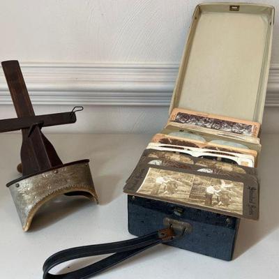 Stereoscope Viewer with Box of Viewing Cards