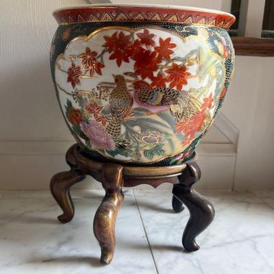 Decorative Planter w/ Wood Stand