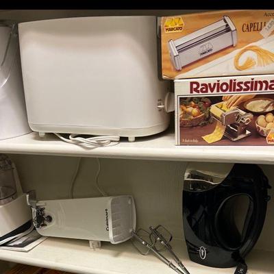 Contents of Shelf - Pasta, Food Processor and More