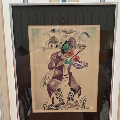 Mark Chagall, The Green Violinist "Fiddler on the Roof" Framed