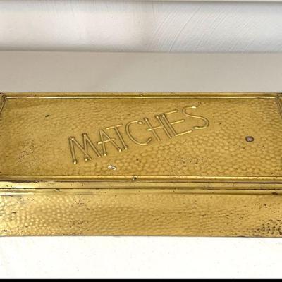 Vintage Lombard Made in England Brass Repousse Match Box w/ Lid