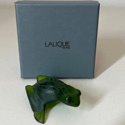Lalique France Green Frosted Jumping Frog
