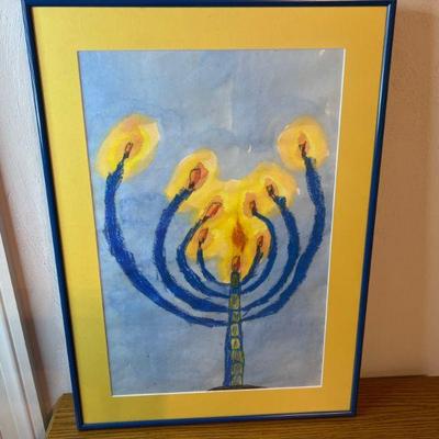 Menorah Art - Matted & Framed