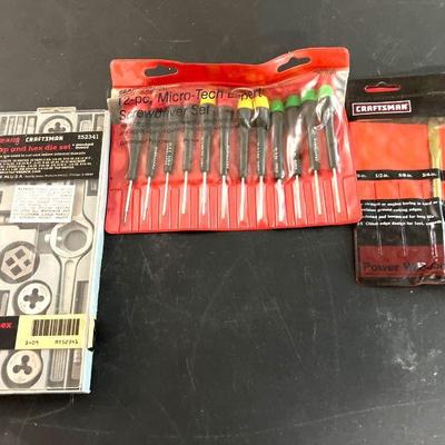 Craftsman Tap and Hex Die Set 12 pc Micro-tech Expert Screwdriver Set and 3 Spade Bits