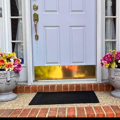 (2) Urn Style Planters at Front Door w/ Flowers