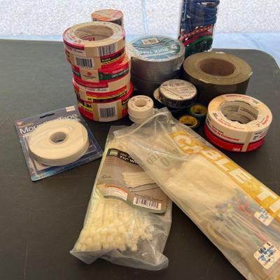 Assorted Tapes, Bungee Cords and Zip Ties