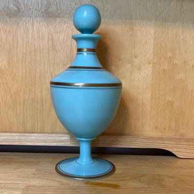 French Blue Opaline Bottle w/Stopper