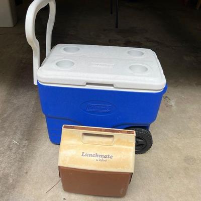 Coleman Cooler on Wheels & Small Lunch Mate Box