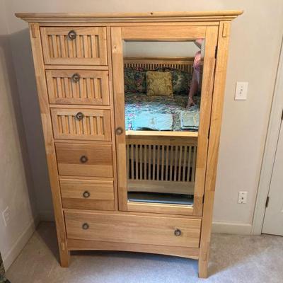 American Signature Mission Style Pine Chifforobe Armoire