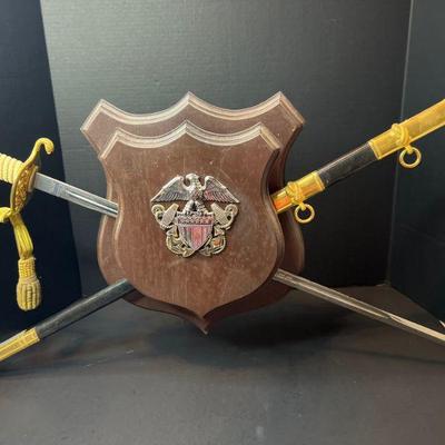 USN US Navy Officer Ceremonial Sword w. Wood Display