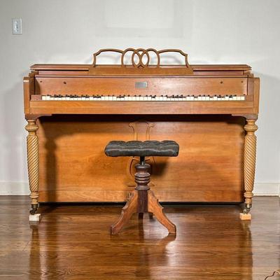 RARE WESTCHESTER RICHARD BRODBECK PIANO | Upright piano with spiral turned supports. - l. 55 x w. 24 x h. 37 in
