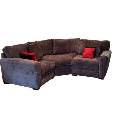 JOHNATHAN LOUIS INC CORNER SECTIONAL SOFA | In three pieces, central section with rounded back, only a couple years old. - l. 84 x w. 84...