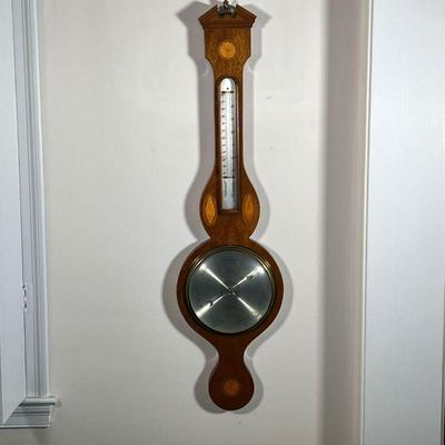 HOLBORN INLAID BAROMETER | Comilli / Holborn / Watrous New York / made in England. - w. 10 x h. 37.5 in
