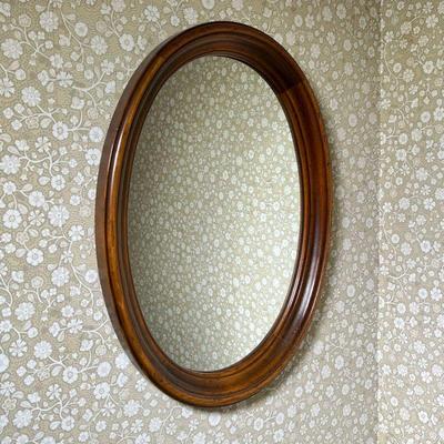 OVAL FRAME MIRROR | Oval framed wall mirror. - l. 16 x h. 21.5 in
