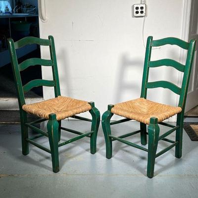 (2PC) PAIR LADDER BACK CHAIRS | l. 24 x w. 22 x h. 28 in
