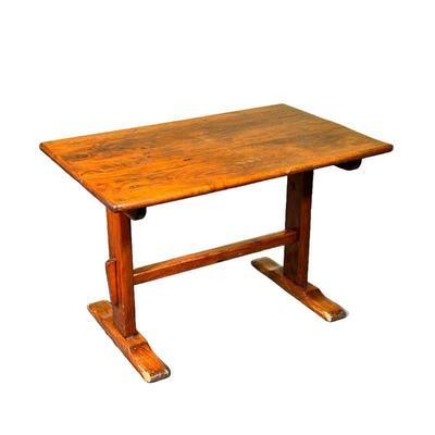ANTIQUE TRESTLE LOW TABLE | Small, but sturdy. - l. 28 x w. 17.5 x h. 18.5 in
