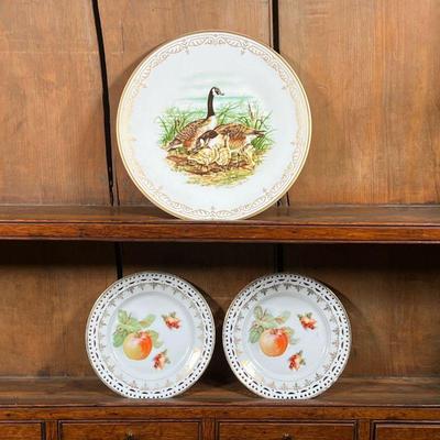 (3PC) PORCELAIN DECORATED PLATES | Including the Edward Marshall Boehm, water, bird plate, collection, Canada geese; +2 Bavaria plates...