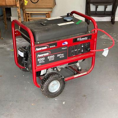 POWER MATE 287CC ELECTRIC GENERATOR | Powermate 5000 running watt generator with 4 120V AC power outlets and 1 120/240V AC outlet. - l....