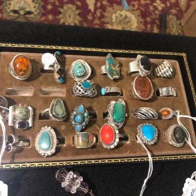 Sterling Mexican and South Western rings