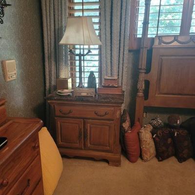 Two Lexington marble top nightstands