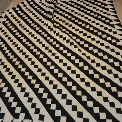 87" x 78" black and white hand sewn quilt