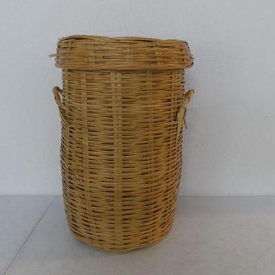 Wicker Covered Tall Laundry Basket 