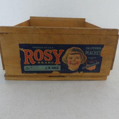 Vintage Rosy Brand California Peaches Wooden Crate
