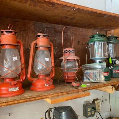 Vintage Coleman Lanterns and one from Pennsylvania Railroad, PRR