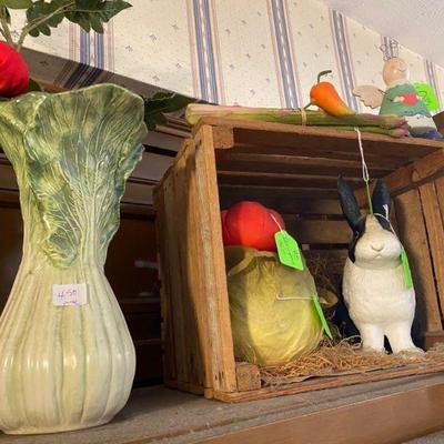 Cute Veggie Decoratives, Mr. Rabbit and a wooden box