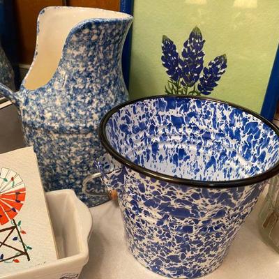 Blue and White Enamelware pieces