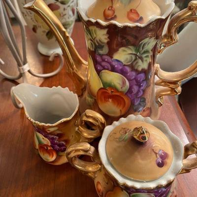 Antique Lefton Coffee Set with Creamer and Sugar beautiful hand painted china