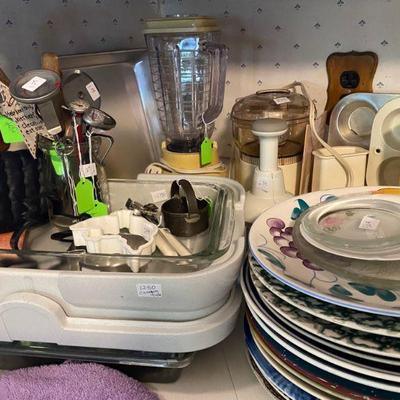 Kitchen Appliances, Serving and Carrying pieces and misc plates