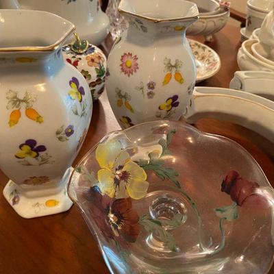 Pansy decorative vases and bowls