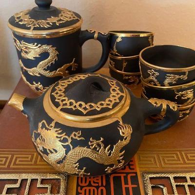 Chinese Tea Set, Black Jasperware 