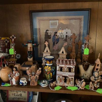 Story Tellers by Juanita made in New Mexico, Terra Cotta Churches, Talavera Pottery