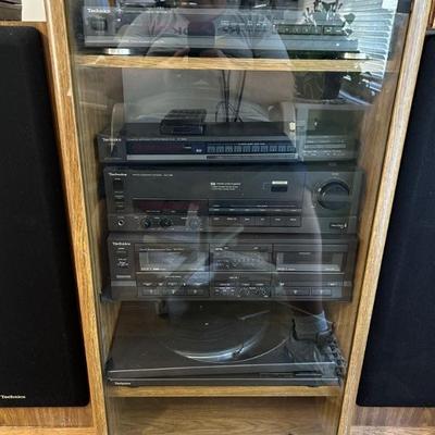 Technics Component System w/Cabinet - Multi CD Player, Record Player, Amplifier