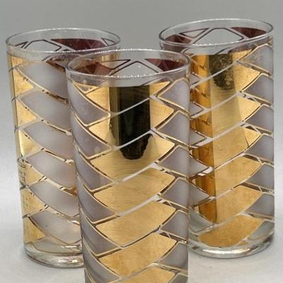 (3) Mid Century Modern Barware Highball Glasses
